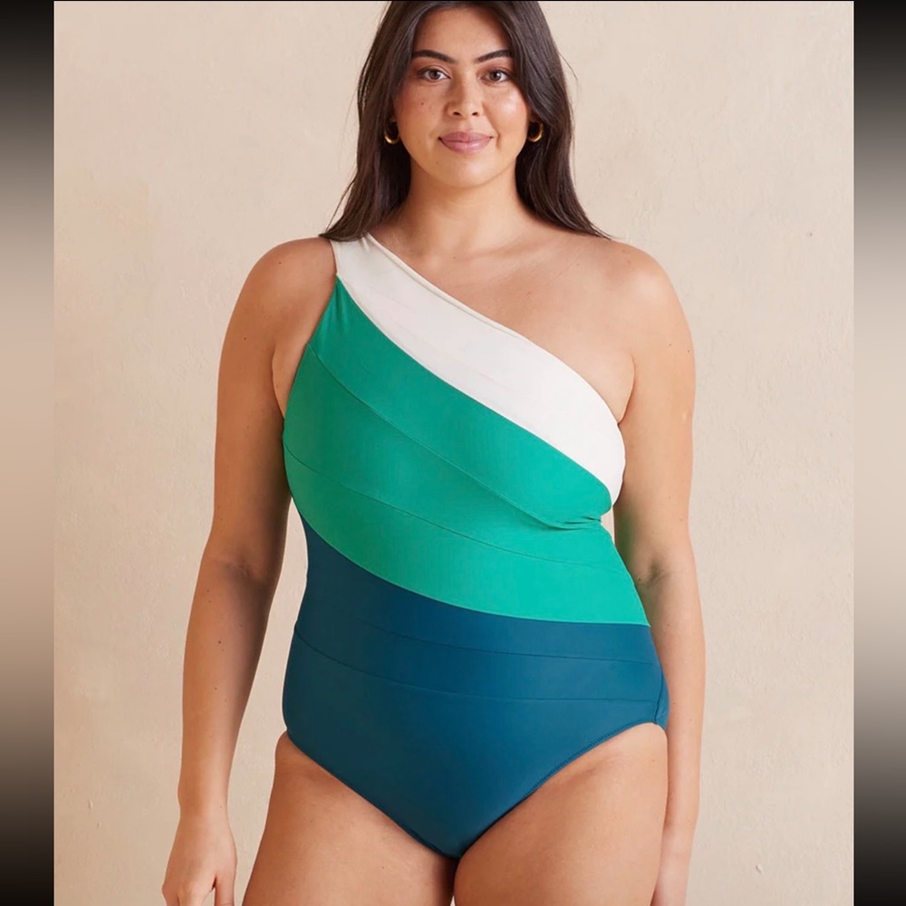 Summersalt Women's Seaweed & Seaglass White Sand The Sidestroke One Piece Sz 22
